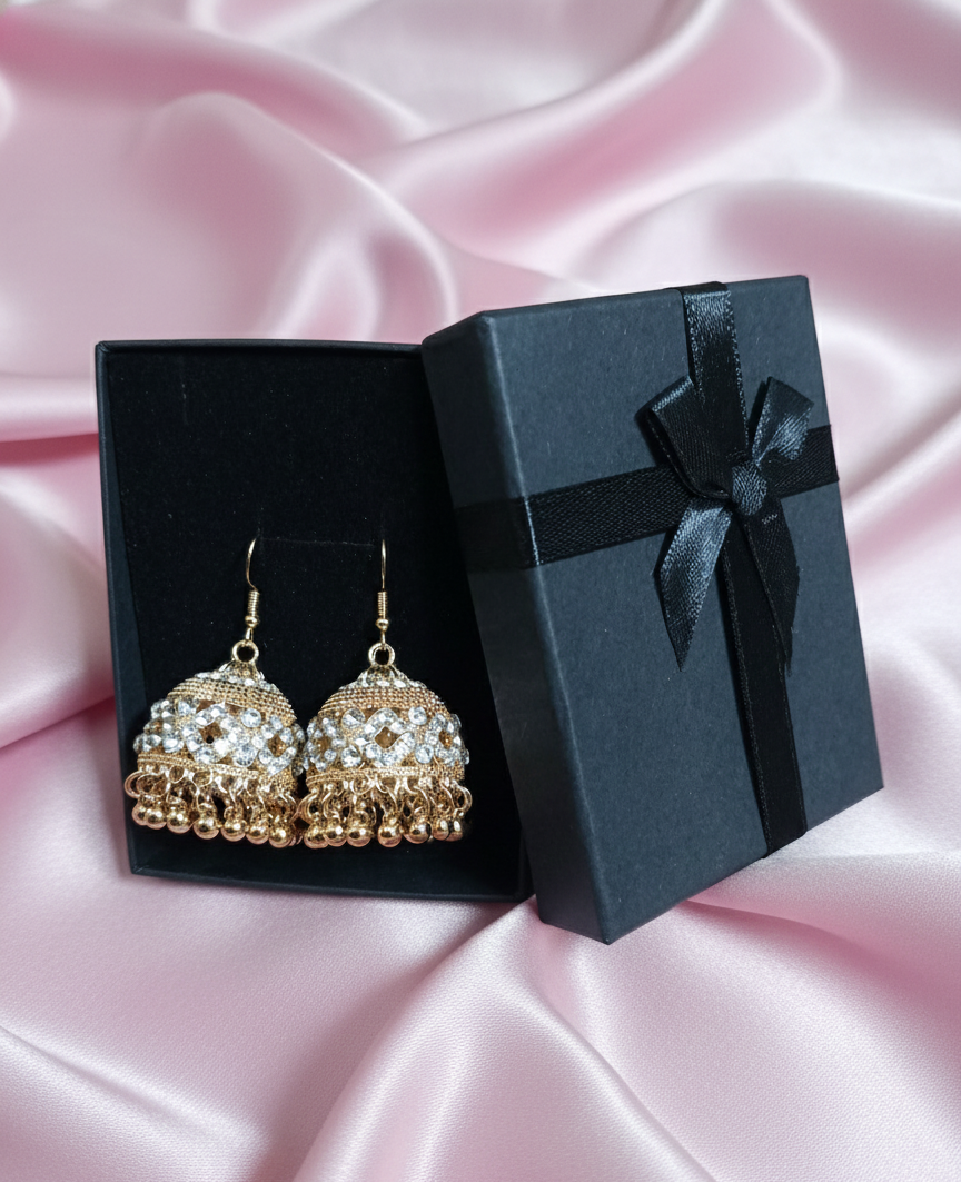 Golden Ivory Jhumkas | Grace with Elegance