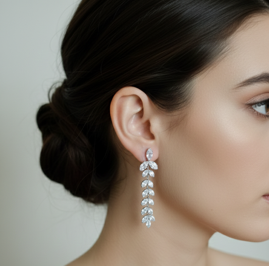 Silver Leaf Drop Earrings