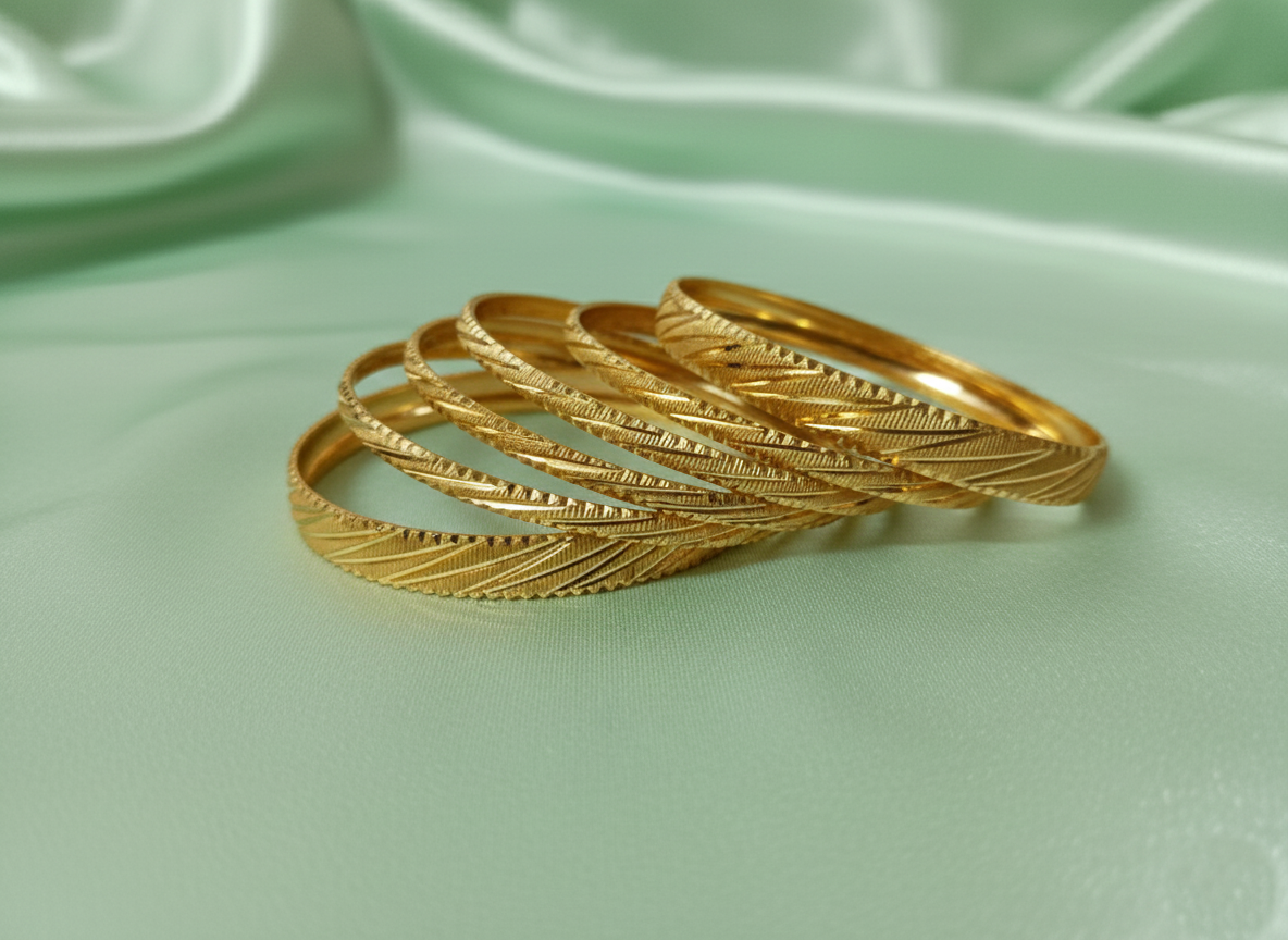 The Gilded Ribbon Bangles | Modern Texture