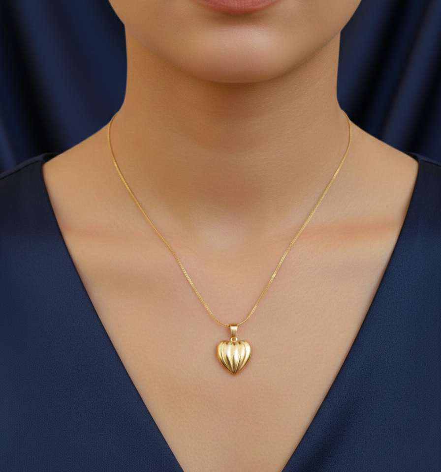 Golden Heart Pendant | Classic Love | Modern Texture