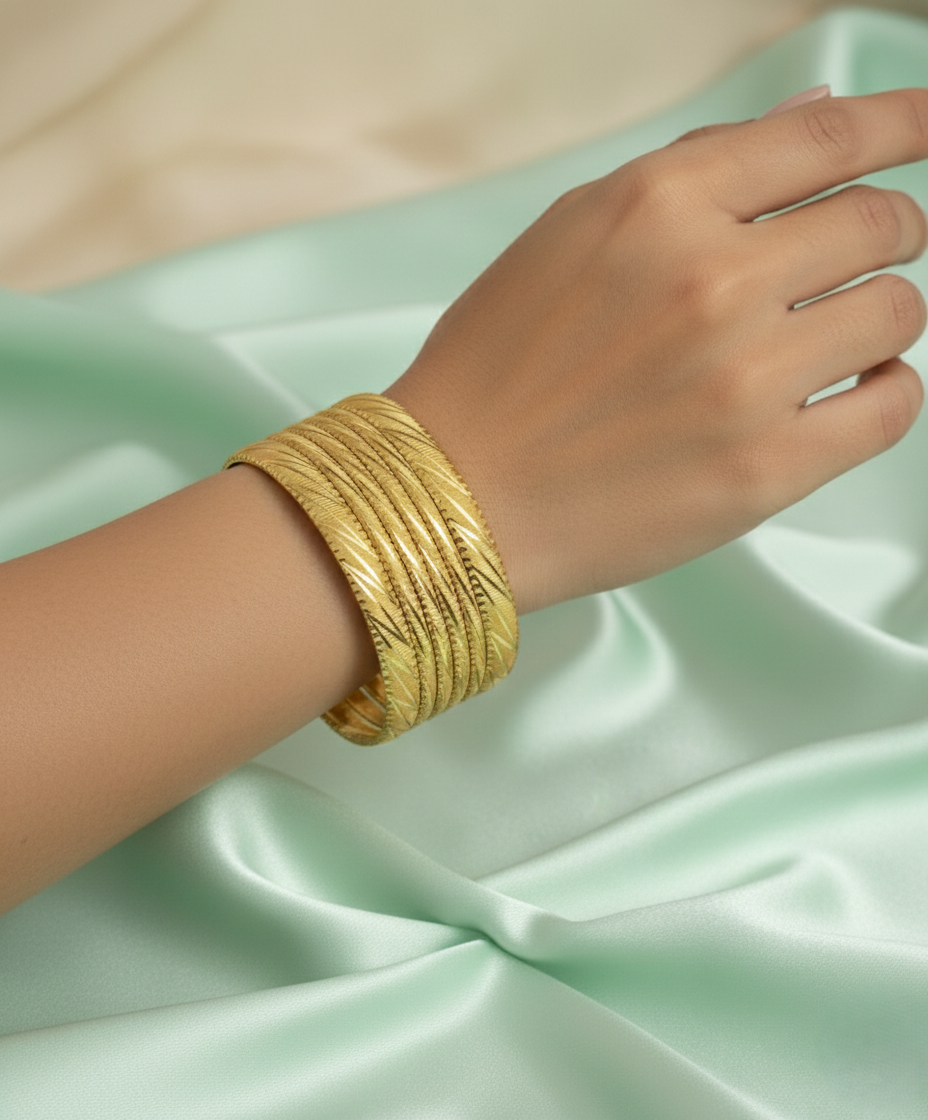 The Gilded Ribbon Bangles | Modern Texture