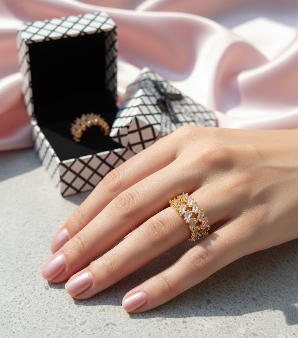 Crystal Lattice Ring | Trendy Radiance