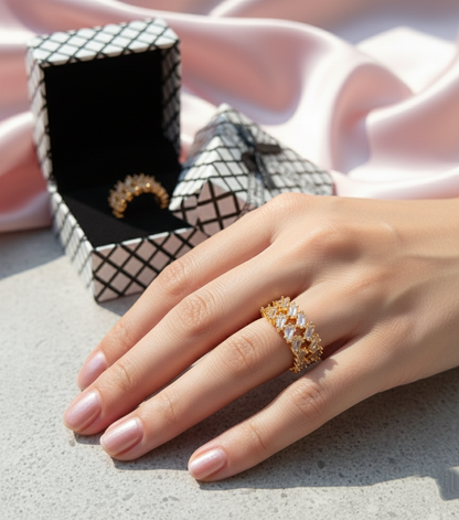 Crystal Lattice Ring | Trendy Radiance