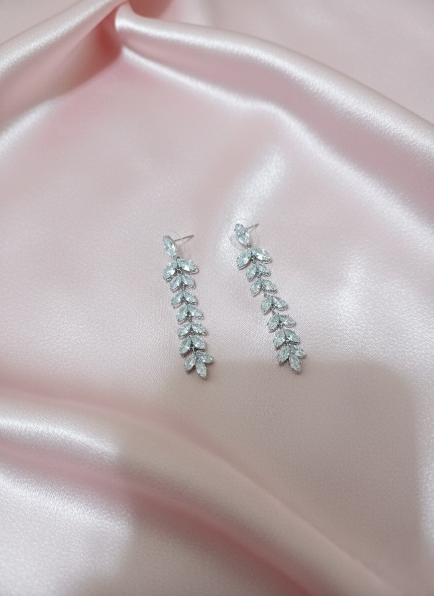 Silver Leaf Drop Earrings