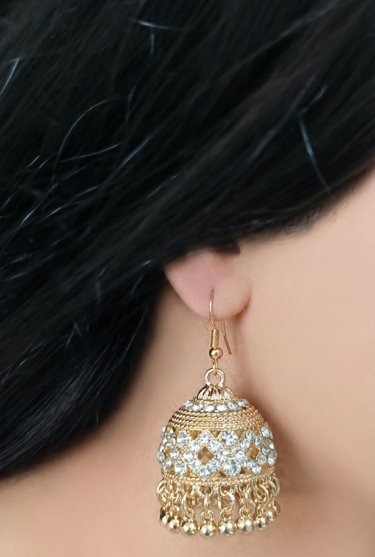 Golden Ivory Jhumkas | Grace with Elegance