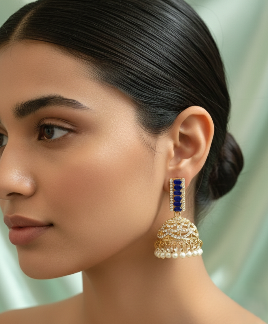 Elegant Blue Jhumkas | Match Your Outfit