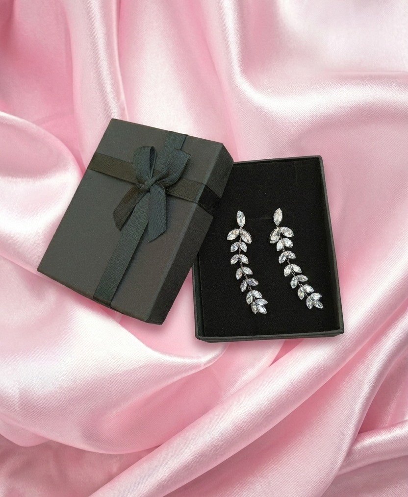 Silver Leaf Drop Earrings